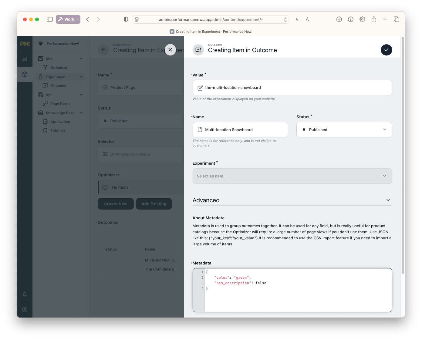 Outcome config – Multi-location