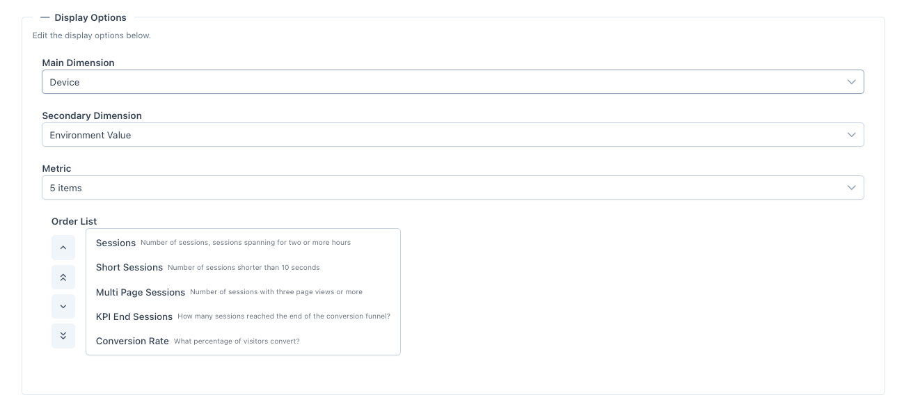 Reports Advanced Tab Display Options