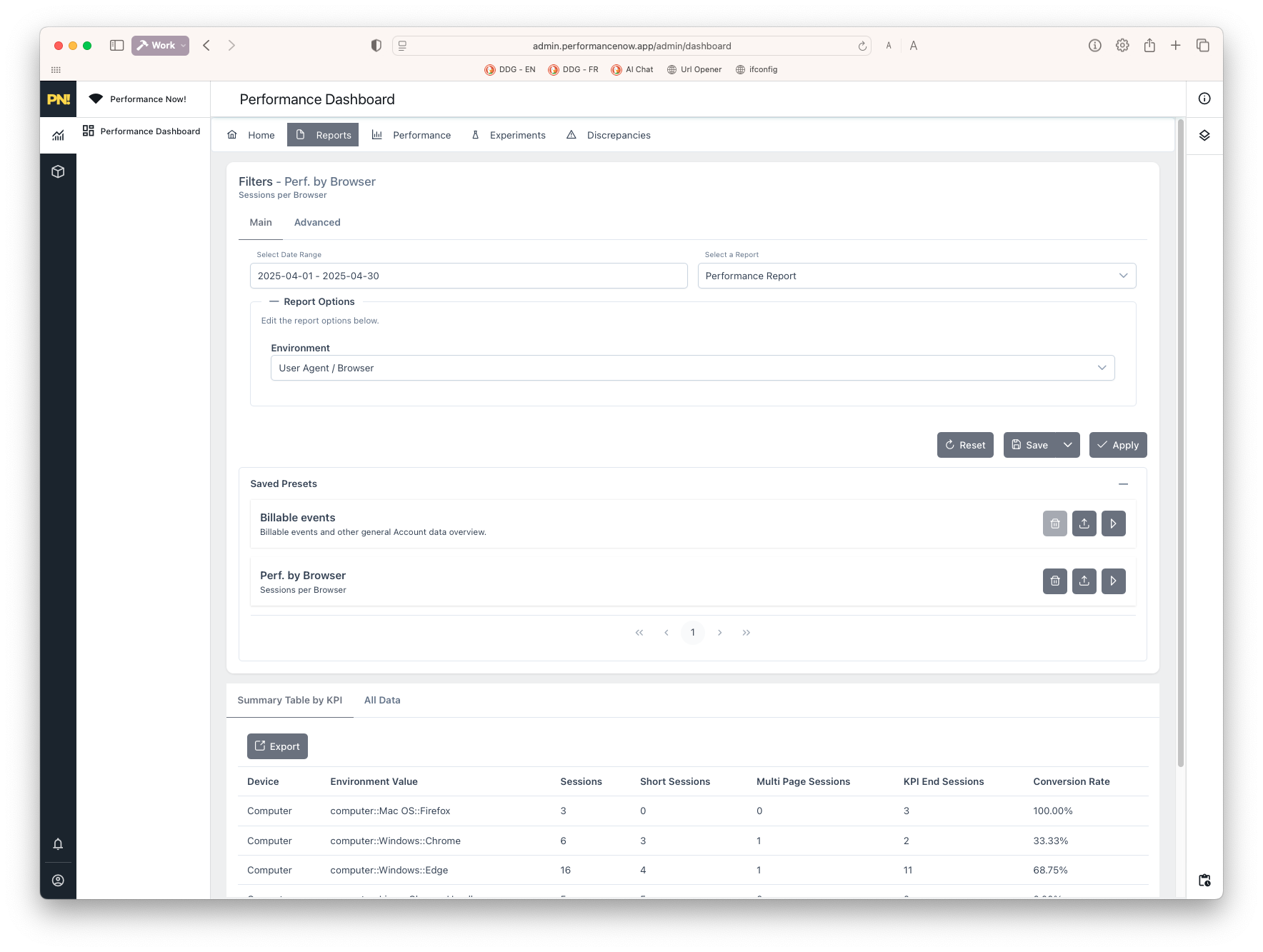 Reports Main Tab Overview